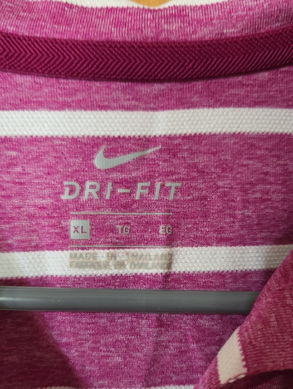 Nike Sleeveless Polo Tank - Magenta & White Stripes - Picture 2 of 2